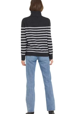 One Grey Day Sloane Cashmere Turtleneck in Charcoal Combo