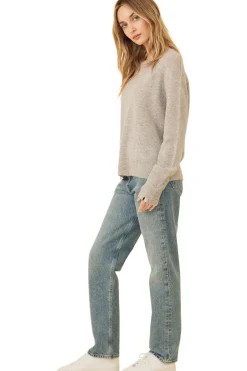 One Grey Day Sloane Cashmere Sweater in Heather Grey
