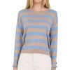 One Grey Day Sloane Cotton Striped Boxy Pullover in Stone Combo
