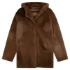 Repeat Cashmere Faux Fur Coat in Coffee