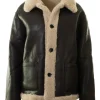 Repeat Cashmere Faux Sherpa Leather Coat in Morro / Blush