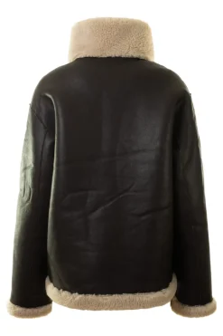 Repeat Cashmere Faux Sherpa Leather Coat in Morro / Blush