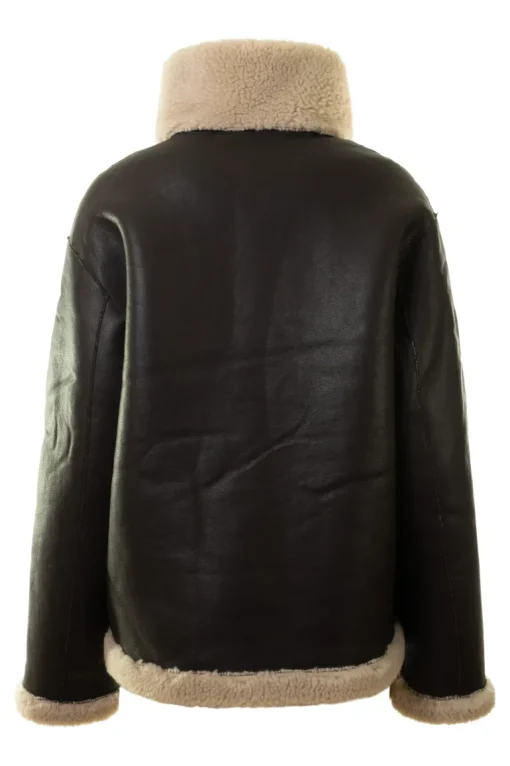 Repeat Cashmere Faux Sherpa Leather Coat in Morro / Blush