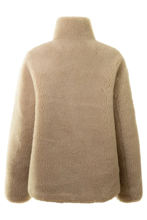 Repeat Cashmere Faux Sherpa Leather Coat in Morro / Blush
