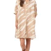 Repeat Cashmere Linen Blend Shirt Dress with Animal Print in Gold