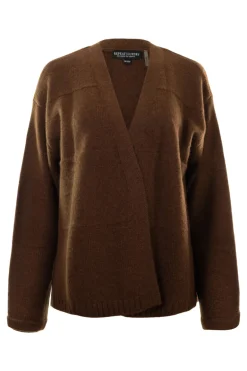 Repeat Cashmere Open Cardigan in Brown