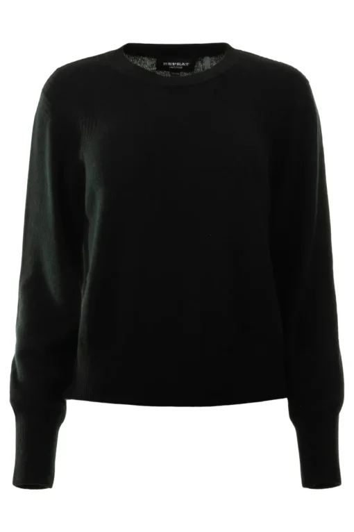Repeat Cashmere Organic Cashmere Crewneck in Black