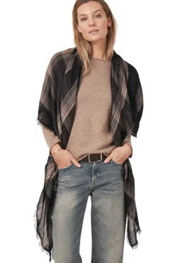 Repeat Cashmere Silk Plaid Scarf in Brown