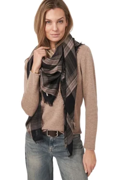 Repeat Cashmere Silk Plaid Scarf in Brown