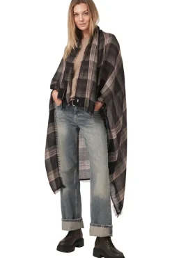 Repeat Cashmere Silk Plaid Scarf in Brown