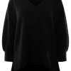 Repeat Cashmere V-neck Whipstitch Sweater in Black