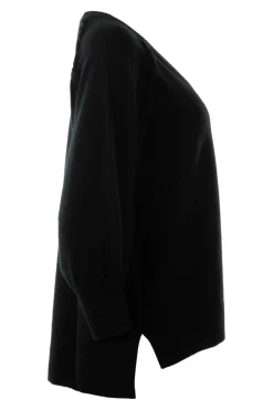 Repeat Cashmere V-neck Whipstitch Sweater in Black
