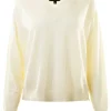 Repeat Cashmere Wool V-neck Sweater in Cream