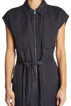 Saint Art Fran Short Sleeve Cargo Dress in Black