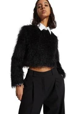 Saint Art Greta Feather Top in Black