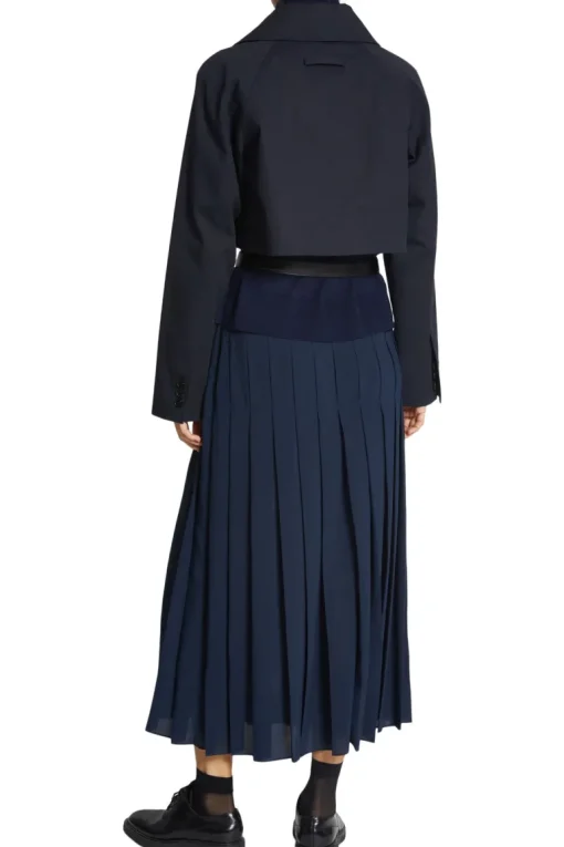 Saint Art Lakelyn Pleated Midi Skirt in Navy