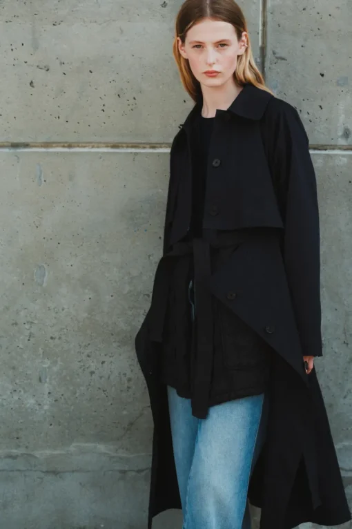 Saint Art London Convertible Trench Coat in Navy