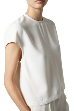 Saint Art Soraya Cap Sleeve Top in Ivory Crepe