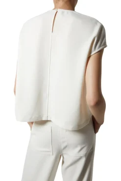 Saint Art Soraya Cap Sleeve Top in Ivory Crepe