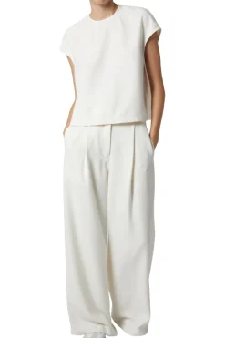 Saint Art Soraya Cap Sleeve Top in Ivory Crepe