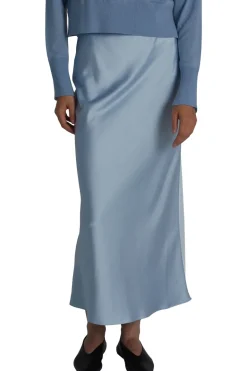 Saint Art Talia Charmeuse Maxi Skirt in Ice Blue