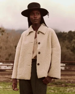 The Great Cropped Plush Car Coat in Malt