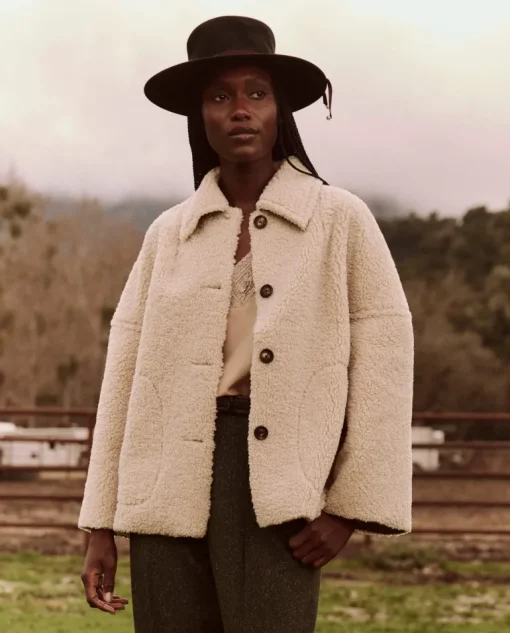 The Great Cropped Plush Car Coat in Malt