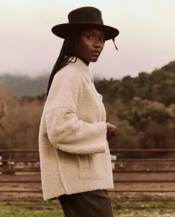 The Great Cropped Plush Car Coat in Malt
