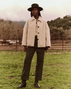 The Great Cropped Plush Car Coat in Malt