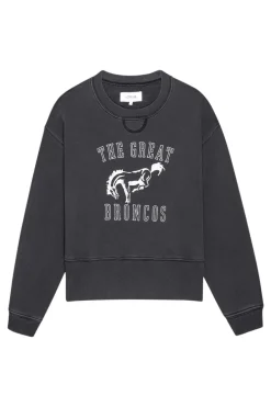 The Great League Sweatshirt in Washed Black with Bucking Bronco Graphic