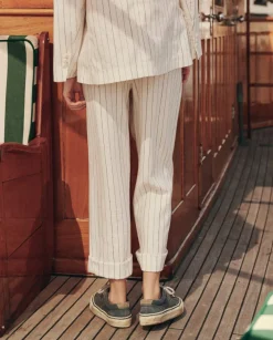 The Great Maker Trouser in Cream Pinstripe