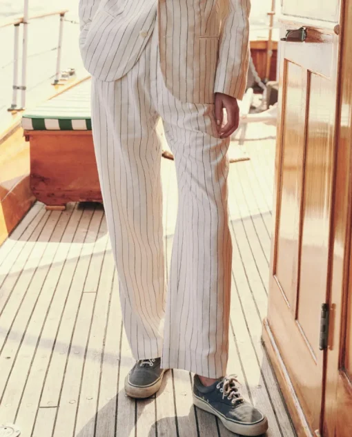 The Great Maker Trouser in Cream Pinstripe