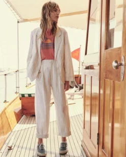 The Great Maker Trouser in Cream Pinstripe