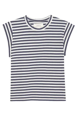 The Great Peak Shoulder Tee in Vintage Blue Stripes