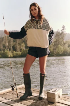 The Great Plush Terrain Half Zip in Falling Daisy Colorblock