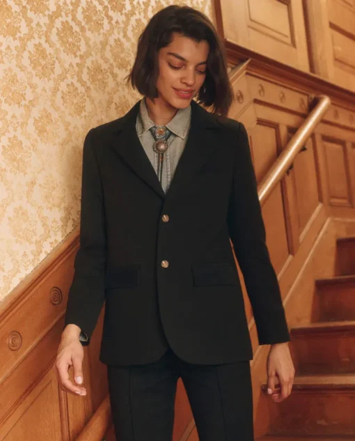 The Great Velvet Trimmed Smoking Jacket in Black