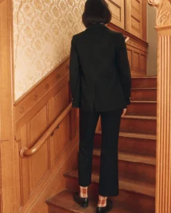 The Great Velvet Trimmed Smoking Jacket in Black