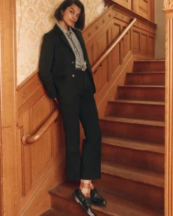 The Great Velvet Trimmed Smoking Jacket in Black