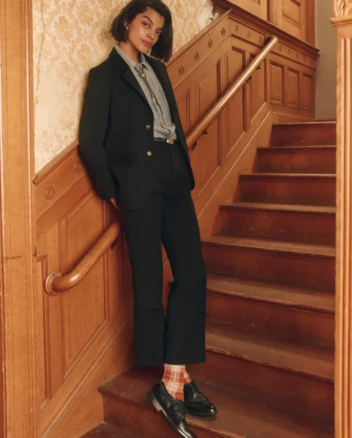 The Great Velvet Trimmed Smoking Jacket in Black