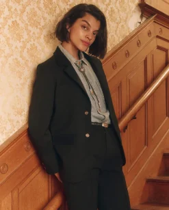 The Great Velvet Trimmed Smoking Jacket in Black