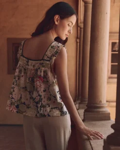 The Great Victorian Pleat Tank in Vintage Rose Print