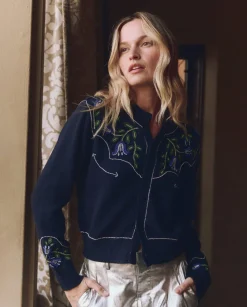 The Great Western Beaded Cardigan in Navy