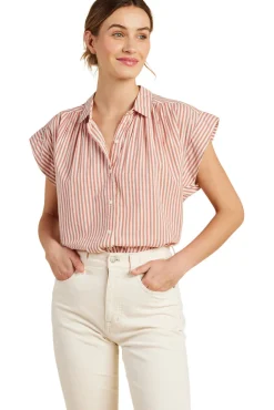 Trovata Birds of Paradis Della Shirt in Brandy Stripe