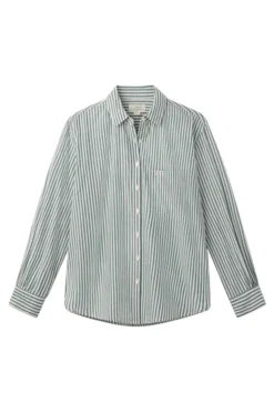 Trovata Birds of Paradis Blake Oversized Shirt in Green Stripe