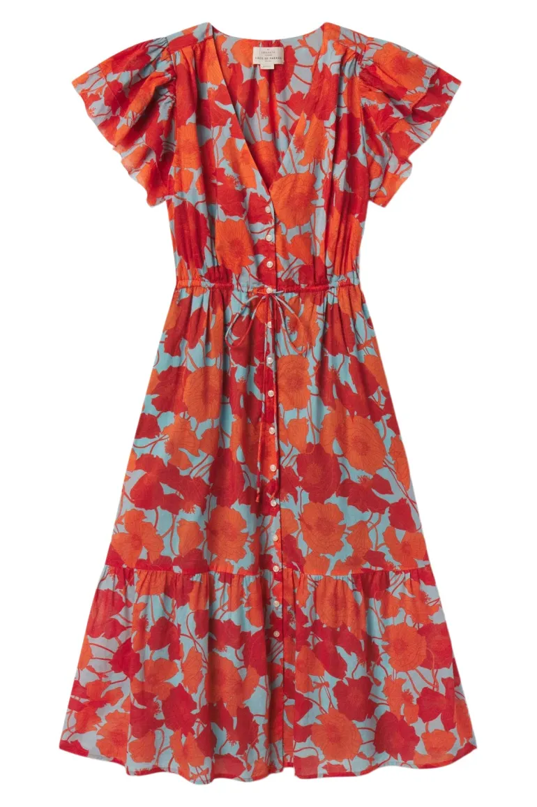 Trovata Birds of Paradis Kristine Dress in Shoreline Poppy
