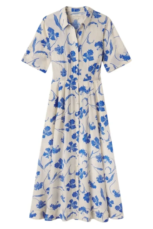 Trovata Birds of Paradis Aster Dress in Blue Iris