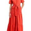 Trovata Birds of Paradis Martine Dress in Tomato