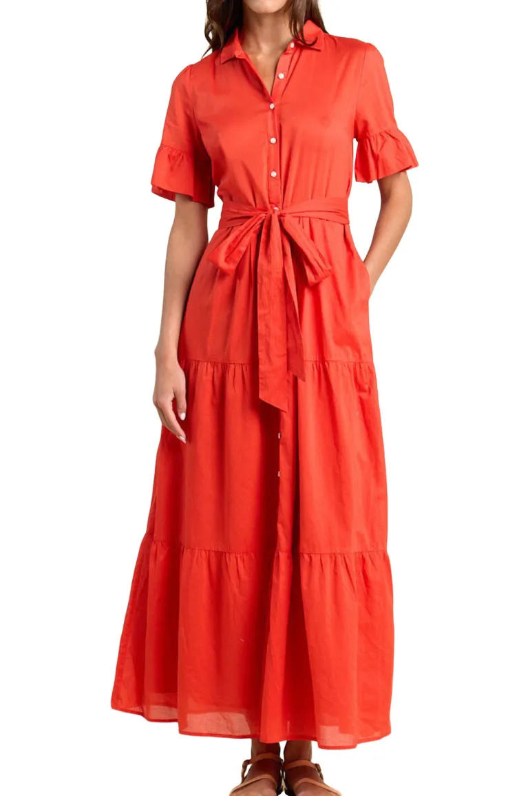 Trovata Birds of Paradis Martine Dress in Tomato