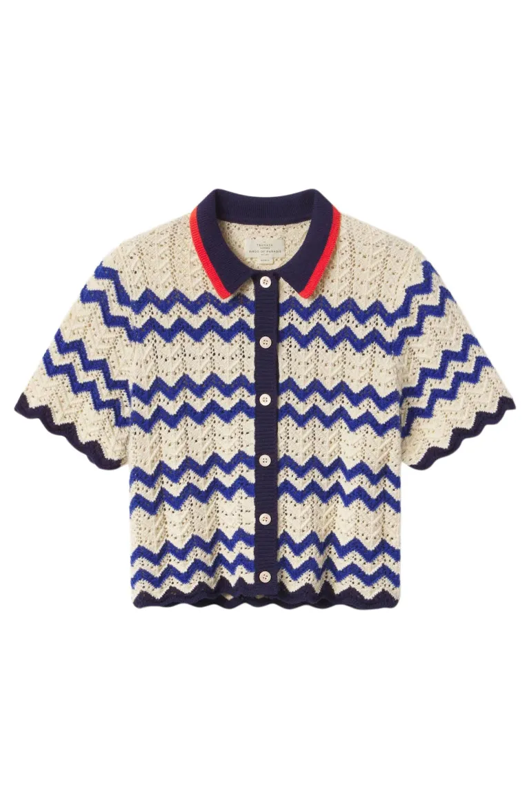 Trovata Birds of Paradis Paloma Cardigan in Blue Stripe