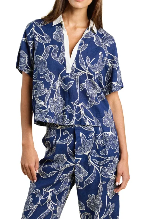 Trovata Birds of Paradis Cora Shirt in High Tide